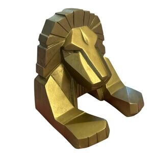 Vtg 1993 MGM Grand Hotel Opening Entrance Gold Lion Bookend Figurine Decor MCM